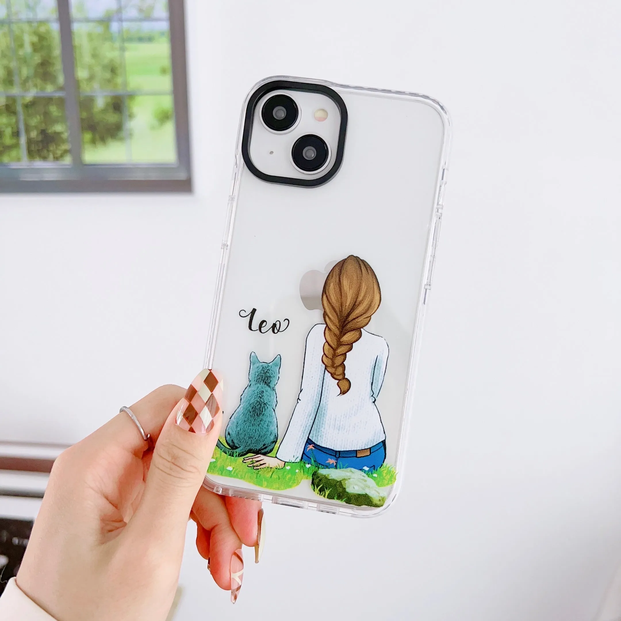 iPhone Impact Proof Customised Silicon Case ( Girl With A Cat )