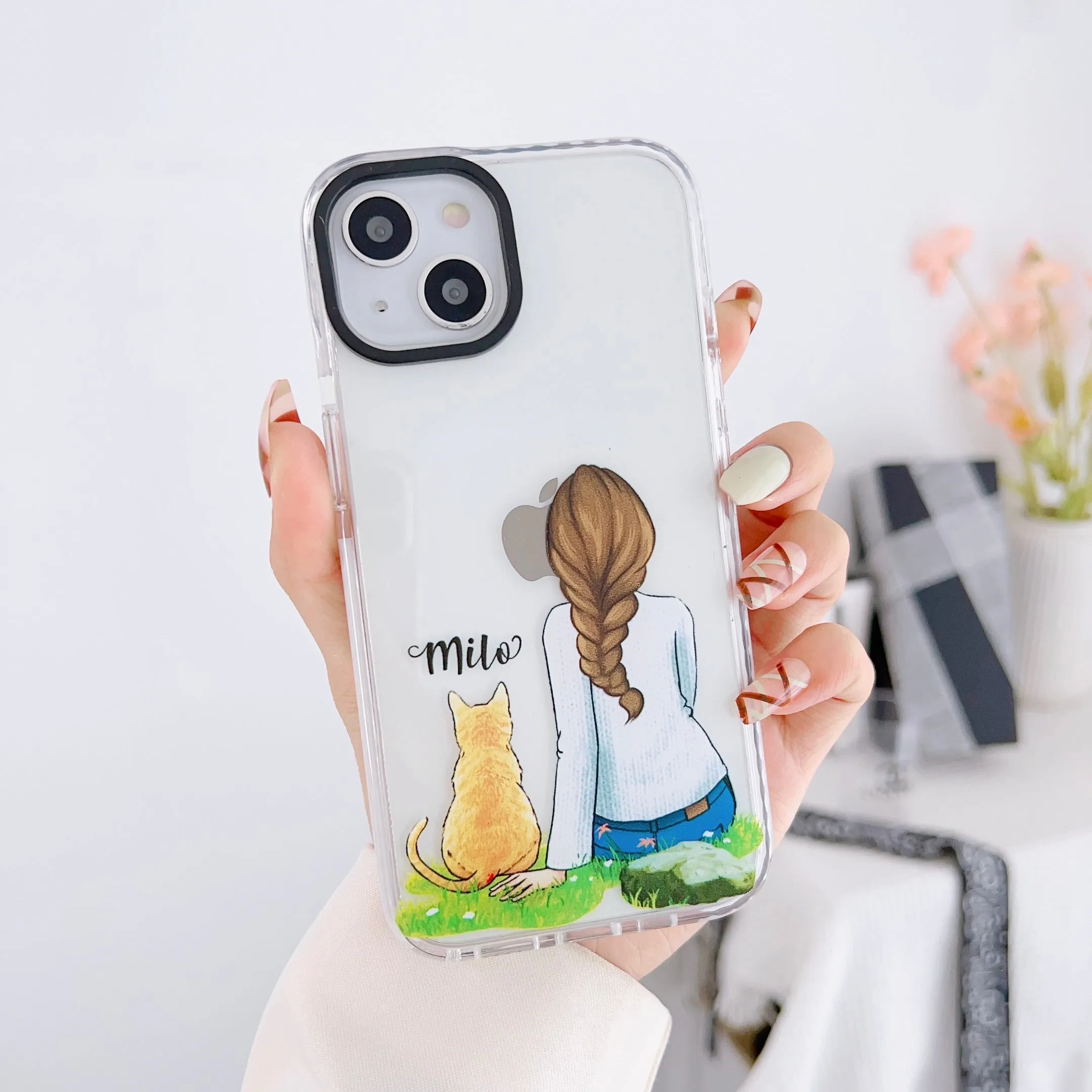 iPhone Impact Proof Customised Silicon Case ( Girl With A Cat )