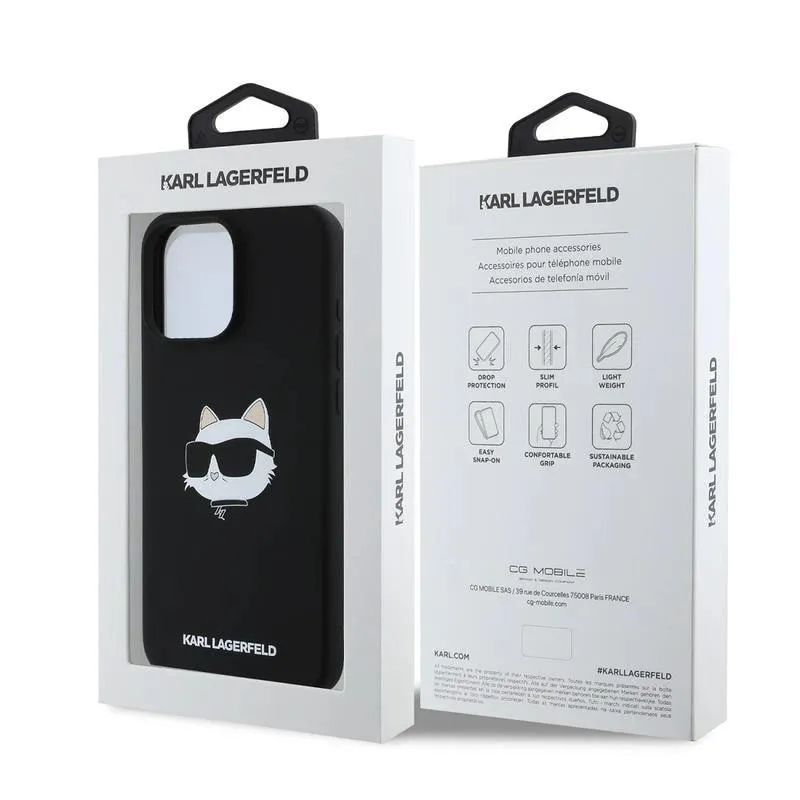 Karl Lagerfeld Liquid Silicone Choupette Head Case for iphone 16 Pro Max 6.9" Black - KLHMP16XSCHPPLK