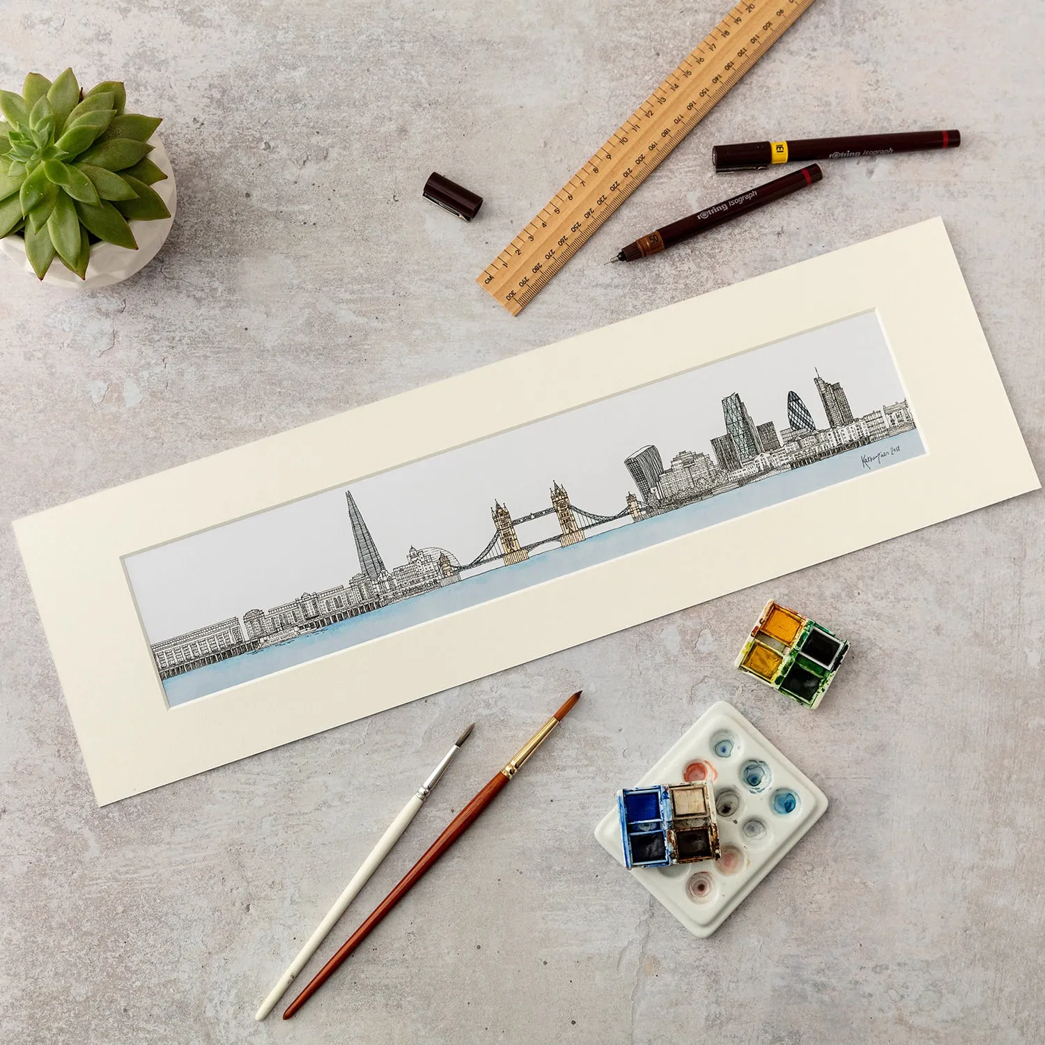 Katherine Jones London Skyline Print - 20 x 6 Inches