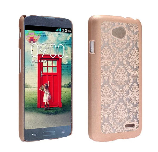 L70 | Optimus L70 | MS323 | D325 Case, Ultra Slim Damask Vintage Case Cover - Gold