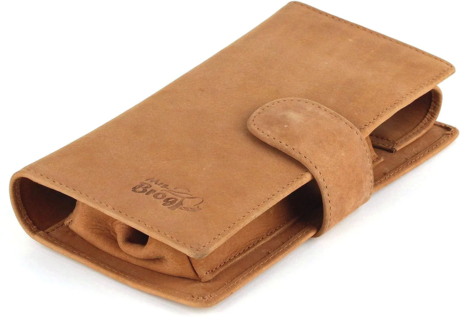 Leather Cigar Purse Travel Case - Credi Card Slots, Cutter & Tube Slots - Diesel Leather - [Tan]