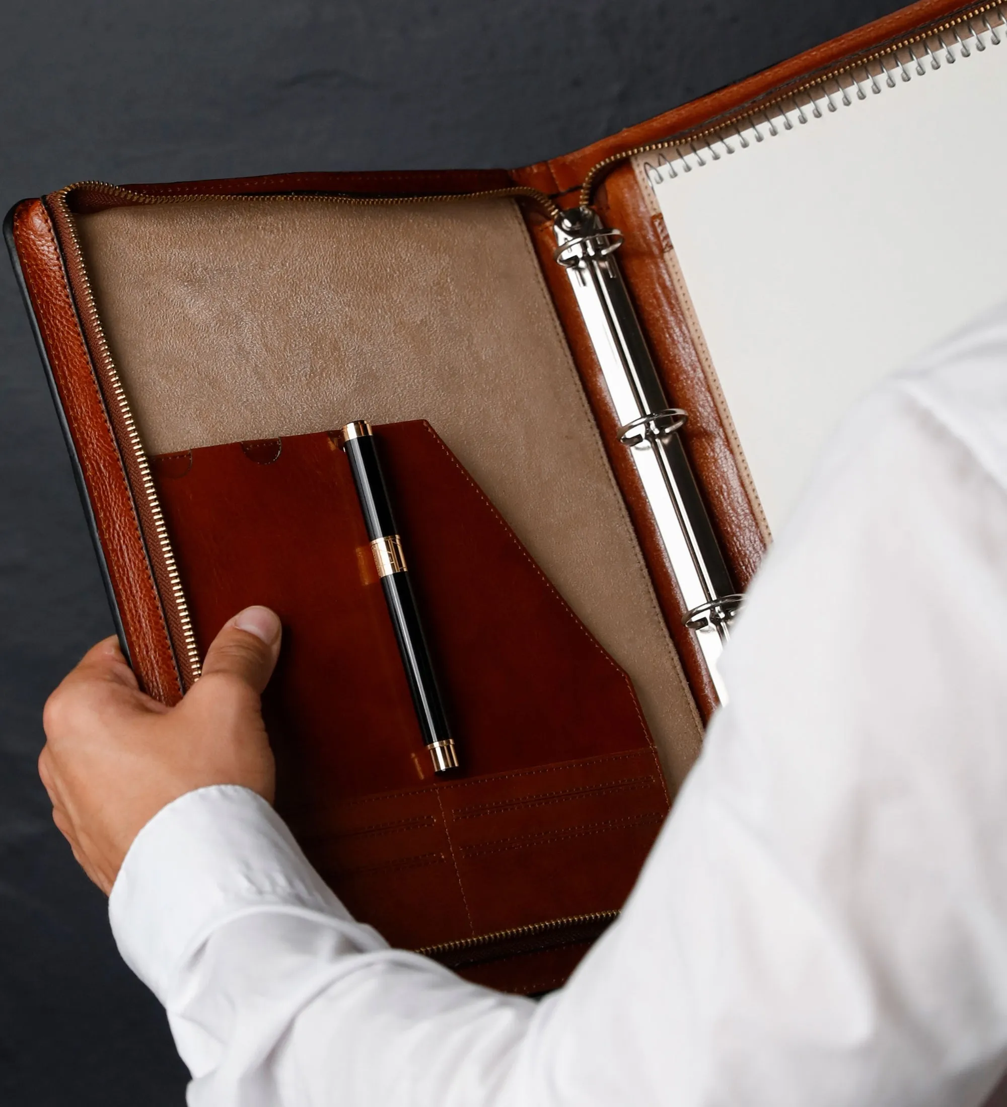 Leather Portfolio with Binder - Joy in the Morning