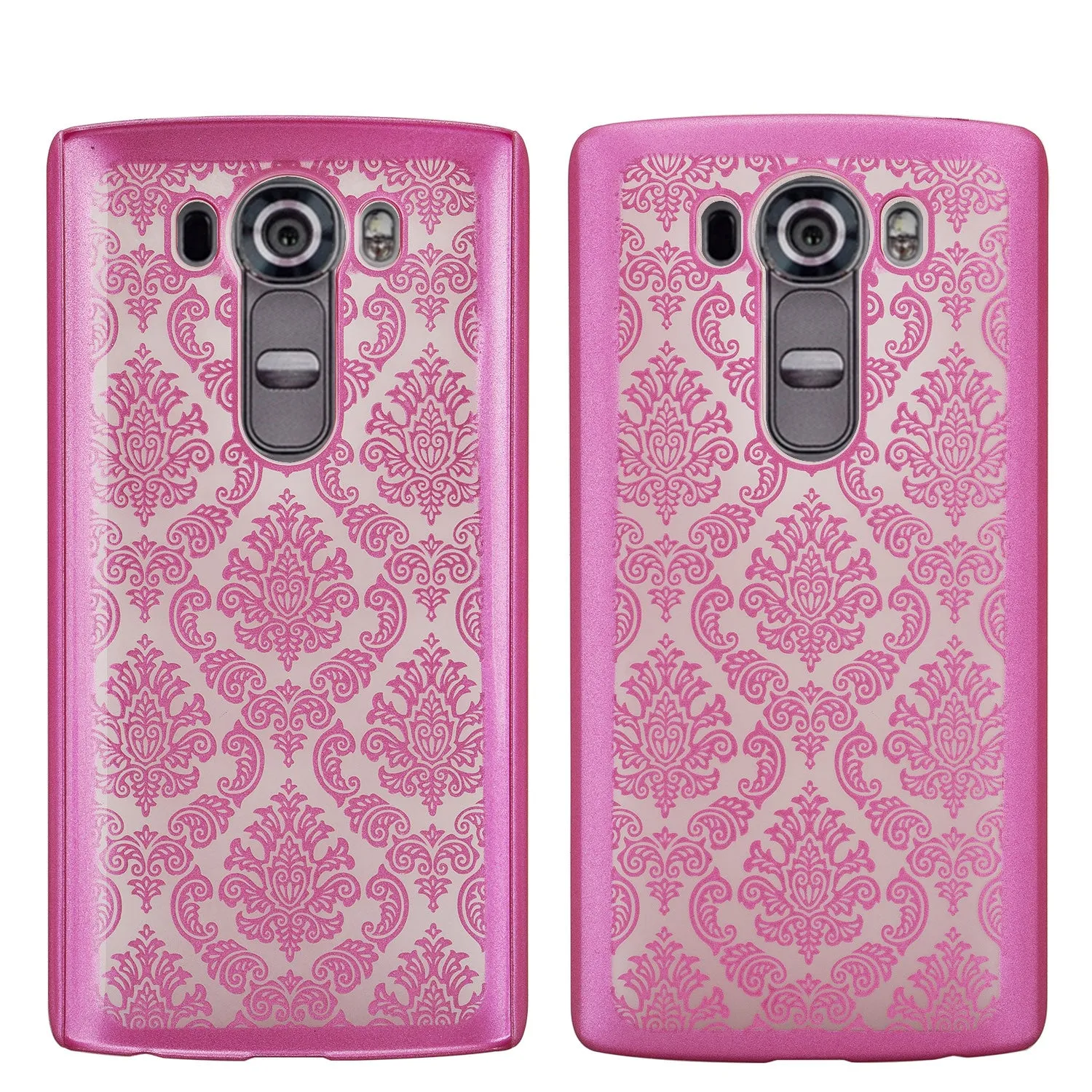 LG V10 Case, Ultra Slim Damask Vintage Hard Case Cover for LG V10 Lace Case - Rose Gold