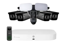 Lorex Fusion 4K 16 Camera Capable (8 Wired   8 Wi-Fi) 2TB NVR System with 4 IP Bullet Cameras, 2K Wired Video Doorbell, and 2K Floodlight