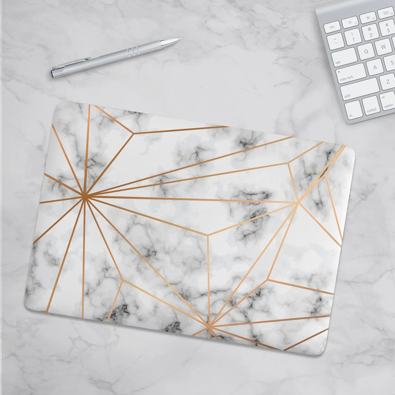 Macbook Hard Shell Case - White Marble & Geometric