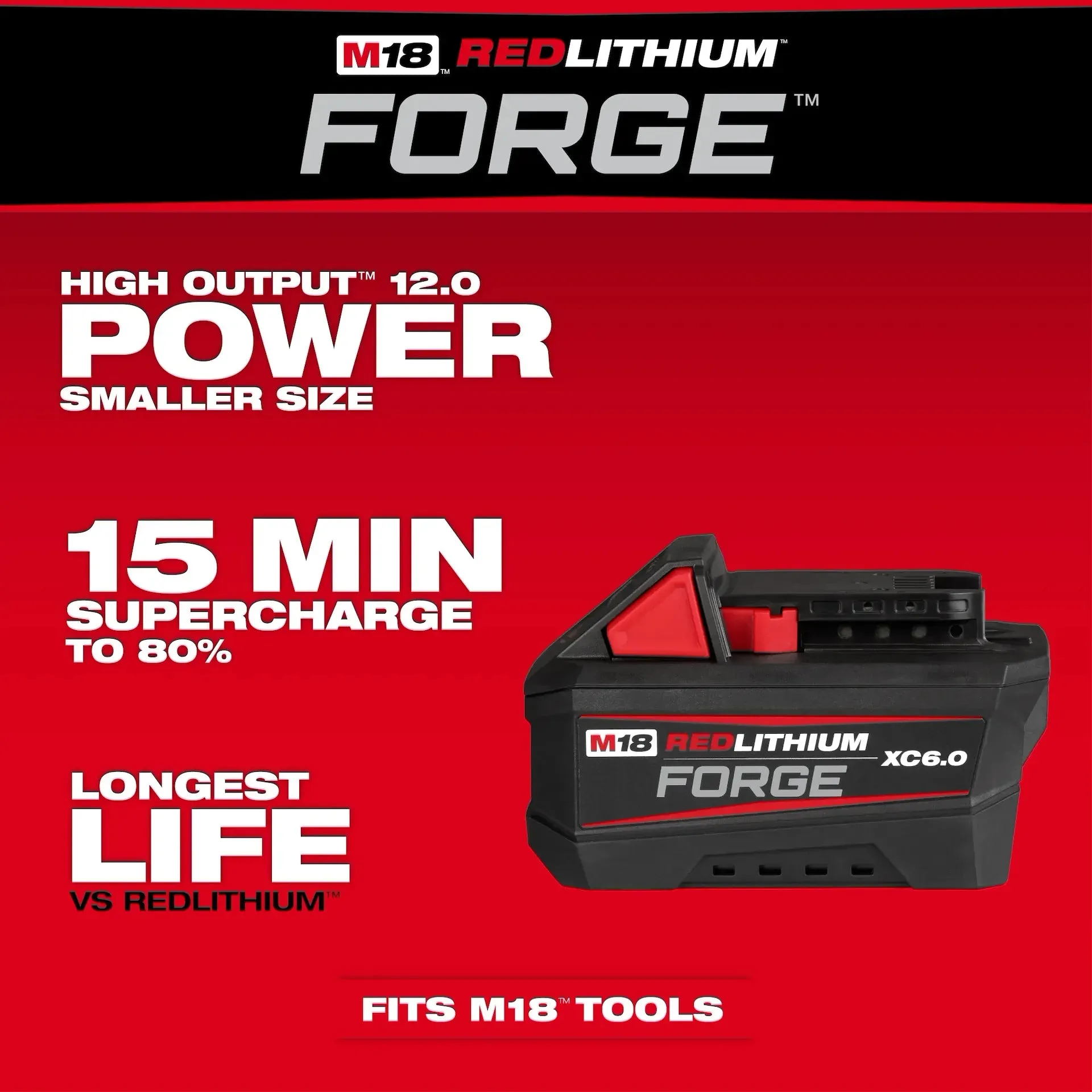 Milwaukee 48-11-1861P 2-PACK M18™ REDLITHIUM™ FORGE™ XC6.0 Battery Pack