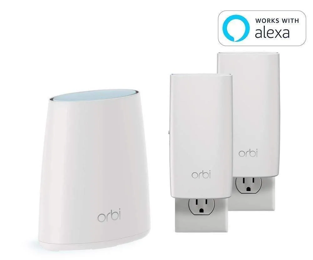 NETGEAR Orbi Wall-Plug Whole Home Mesh WiFi System - WiFi Router and 2 Wall-Plug Satellite Extenders with speeds up to 2.2 Gbps Over 5,000 sq. feet, AC2200 (RBK33)