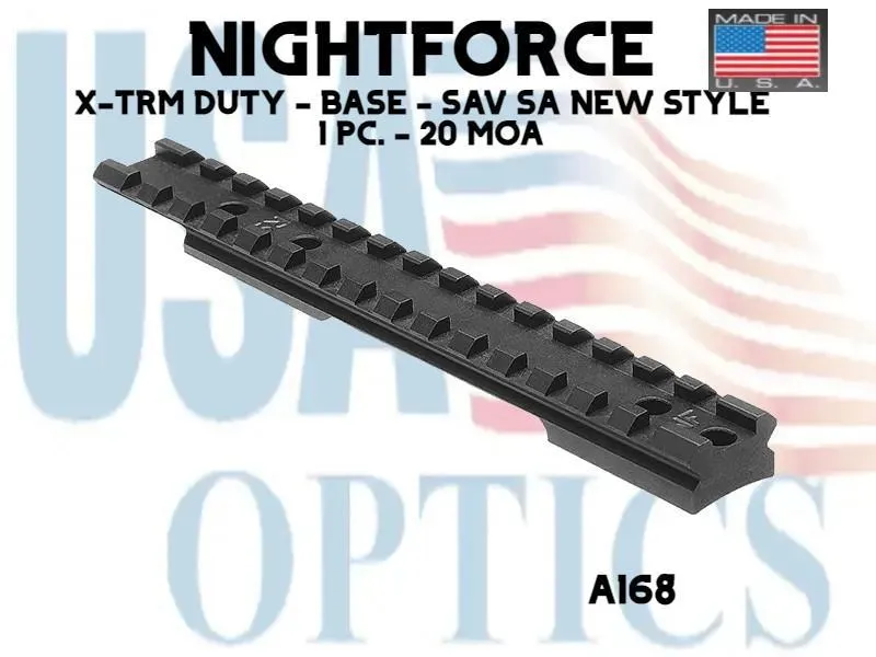 NIGHTFORCE, A168, X-TRM DUTY - BASE - SAV SA NEW STYLE - 1 PC. - 20 MOA