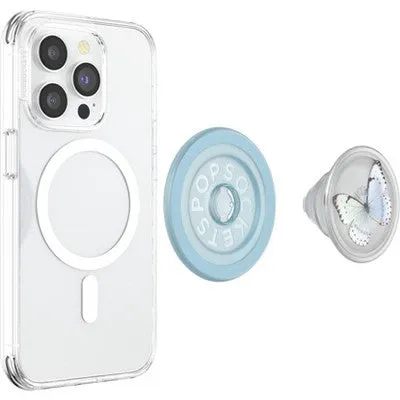 Open Box - PopSockets Magnetic Phone Grip with MagSafe, Magnetic Adapter Ring Included - Whisper Moth Translucent