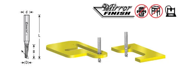 Plastic Cutting Spiral 'O' Flute Router Bit | 1⁄4 Dia x 1" x 1⁄4 Shank Up-Cut | 51405 | 738685514054