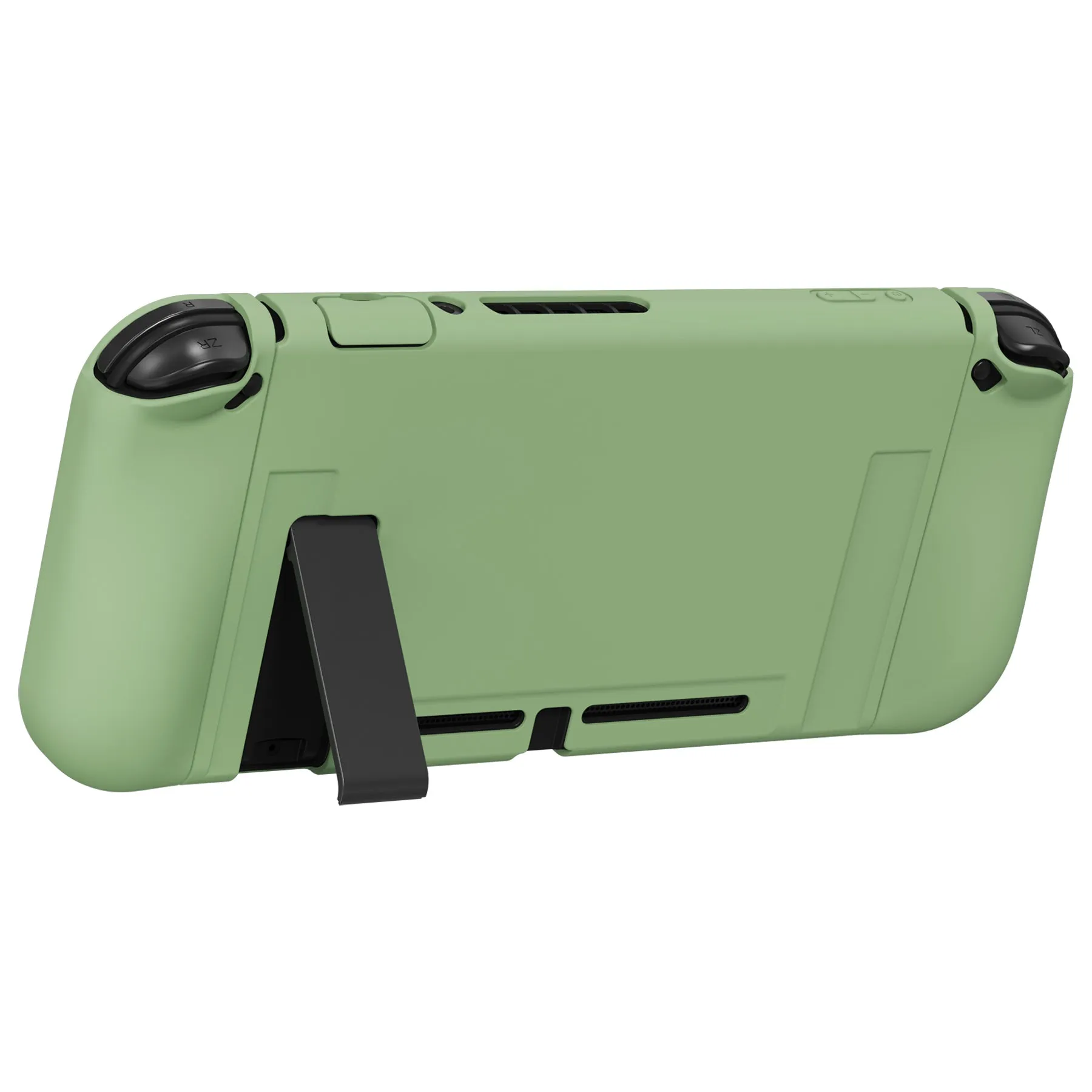 PlayVital ZealProtect Soft Protective Case for Nintendo Switch, Flexible Cover Protector for Nintendo Switch with Tempered Glass Screen Protector & Thumb Grip Caps & ABXY Direction Button Caps - Matcha Green - RNSYM5006