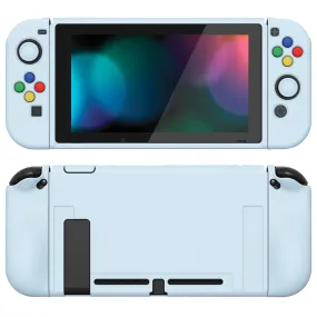 PlayVital ZealProtect Soft Protective Case for Nintendo Switch, Flexible Cover Protector for Nintendo Switch with Tempered Glass Screen Protector & Thumb Grip Caps & ABXY Direction Button Caps - Sky Blue - RNSYM5010