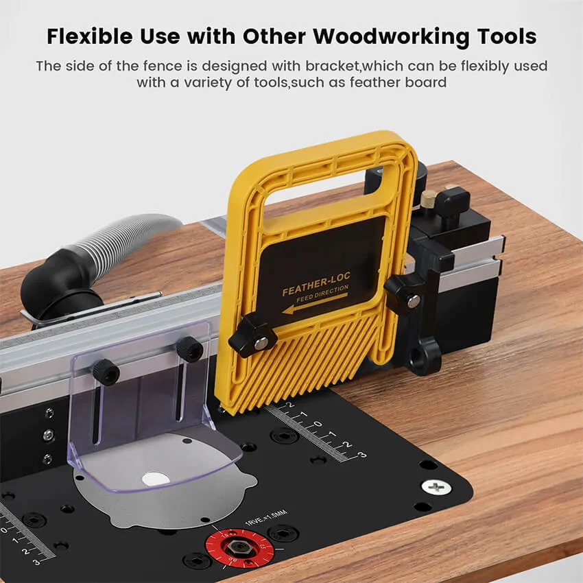 Precision Router Table Fence System 700mm with Sliding Brackets Bit Guard