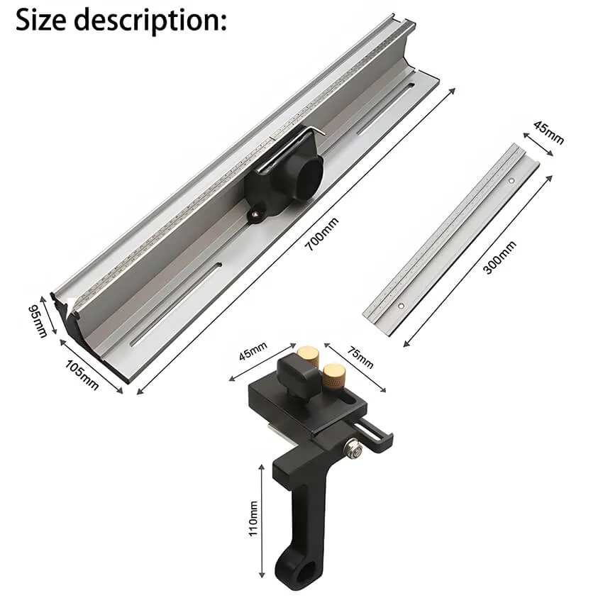 Precision Router Table Fence System 700mm with Sliding Brackets Bit Guard