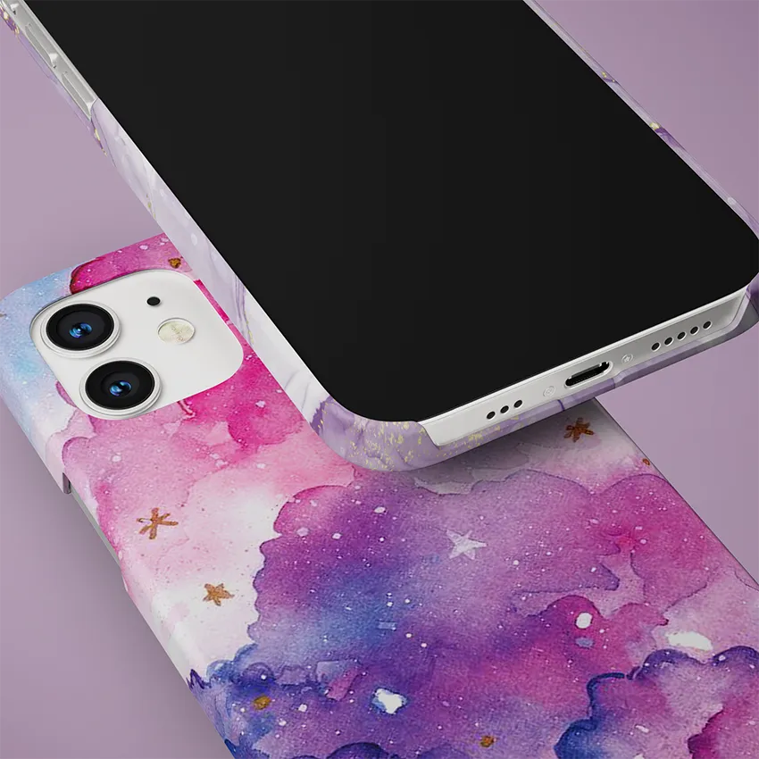 Purple Marble Slim Case Cover With Same Design Holder