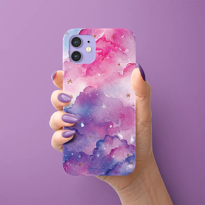 Purple Marble Slim Case Cover With Same Design Holder