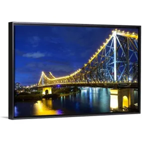 "Brisbane's Story Bridge by night, Queensland, Australia" Black Float Frame Canvas Art