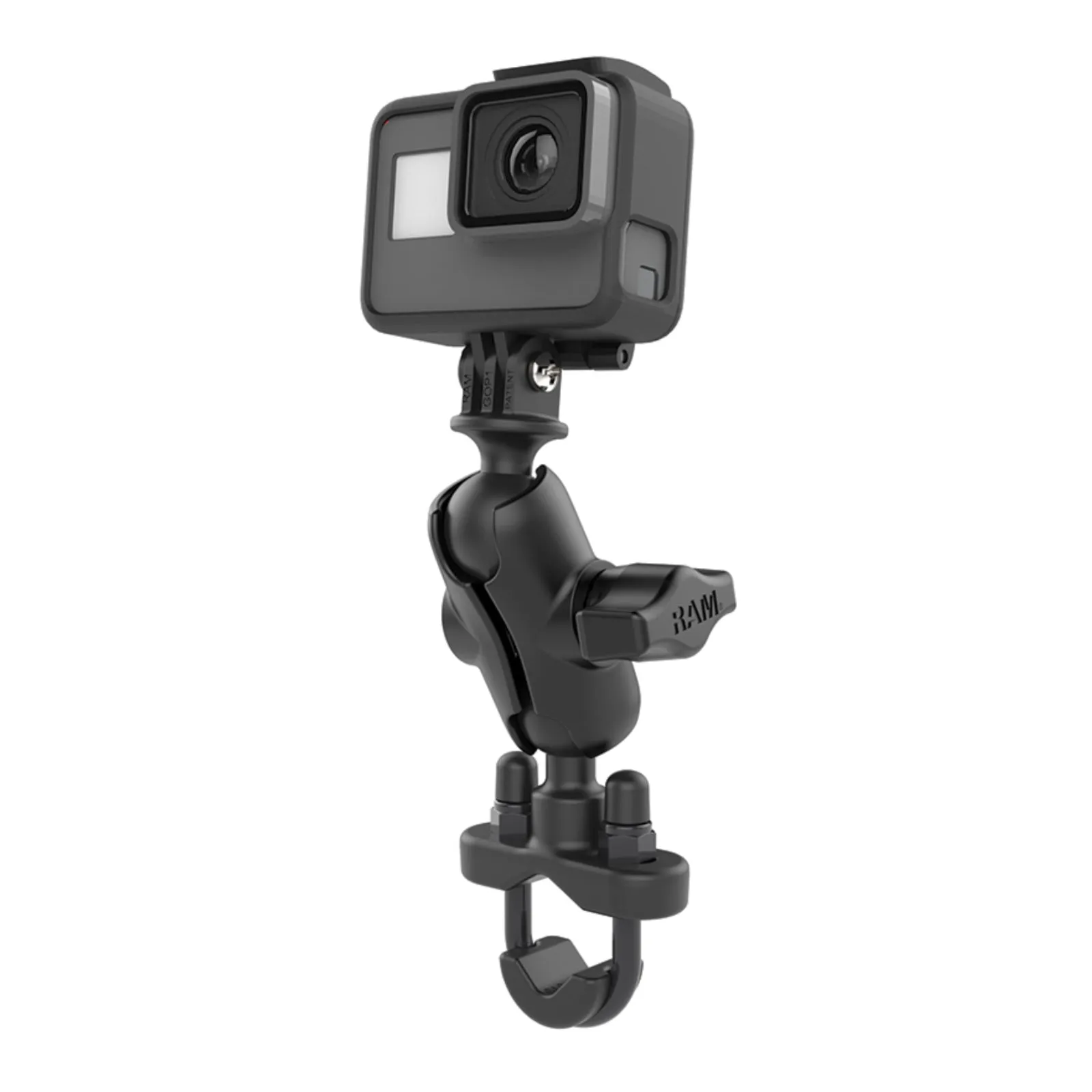 RAM H/BAR U-BOLT DOUBLE BALL MOUNT W/ ACTION CAMERA ADAPTER