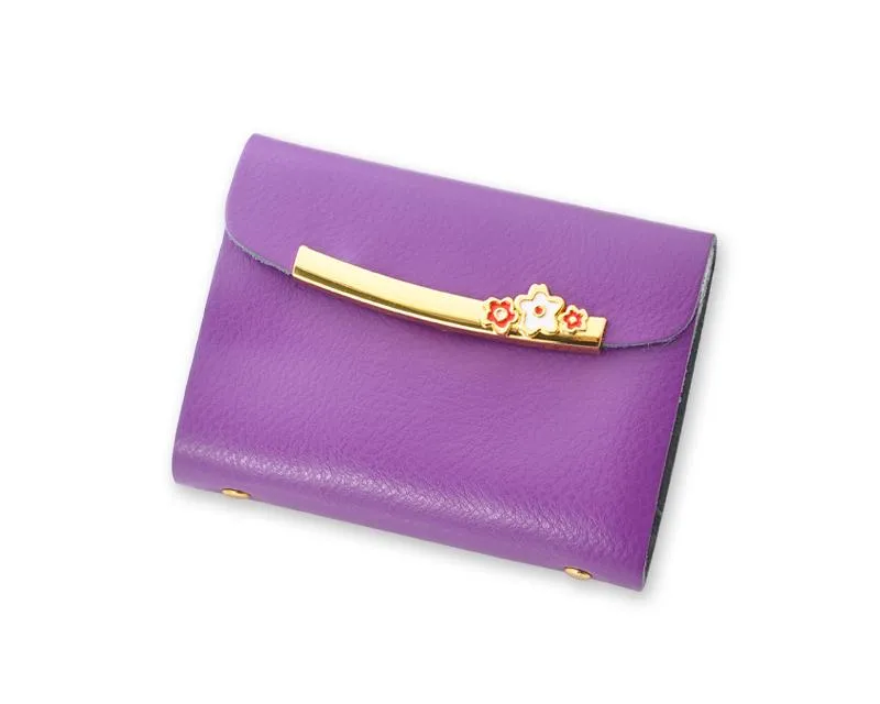 Retro Leather Business Card Case - Purple