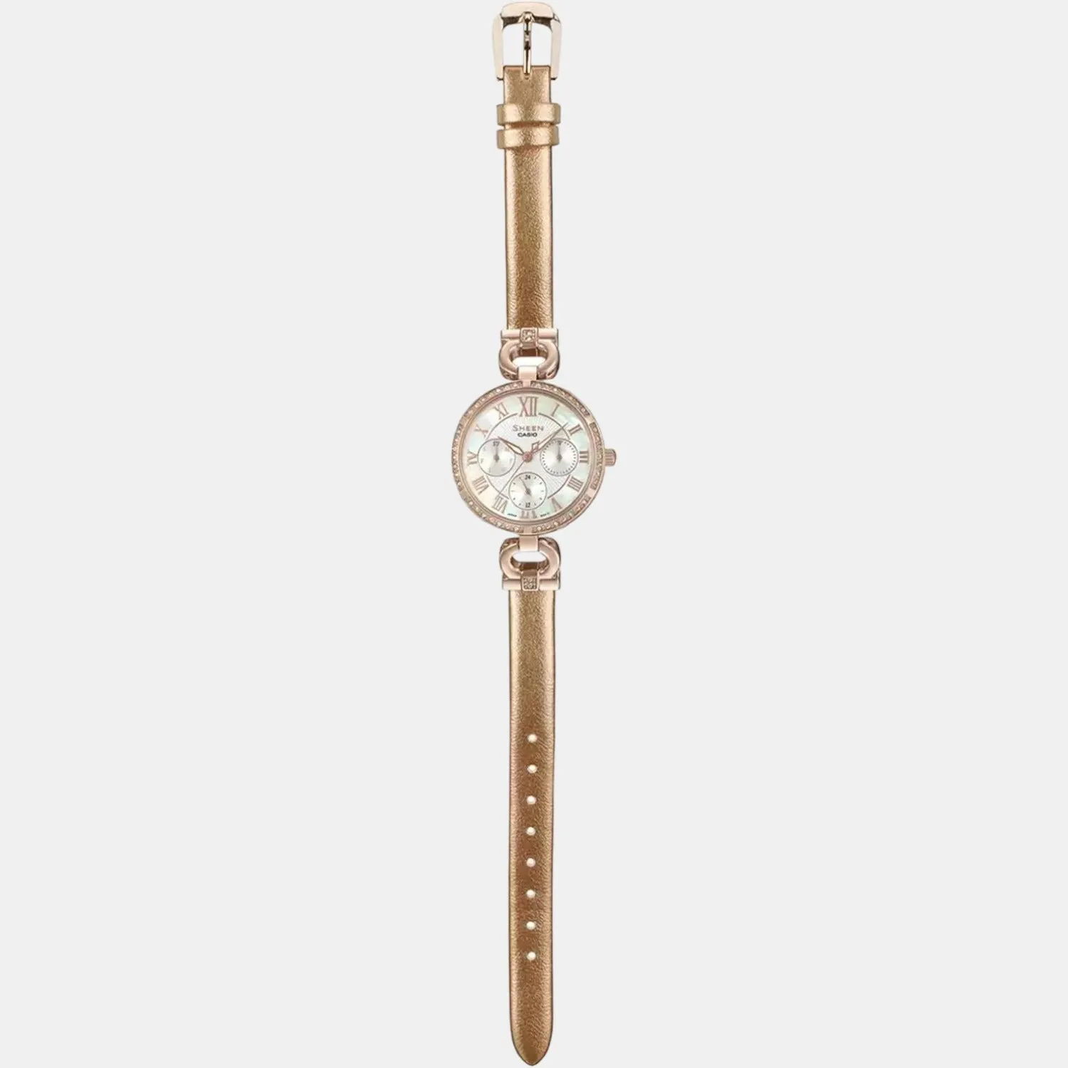 Sheen Women's Chronograph Leather Watch SX267 - SHE-3067PGL-7BUDF