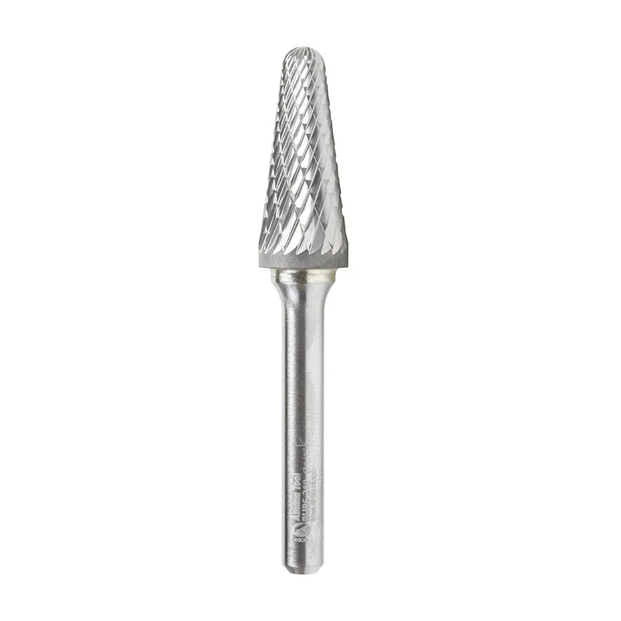 SL Burrs Radius Cone Double Cut Burr Bit | 1⁄2 Dia x 1 1⁄8 x 1⁄4 Shank | BURS-218 | 738685218181