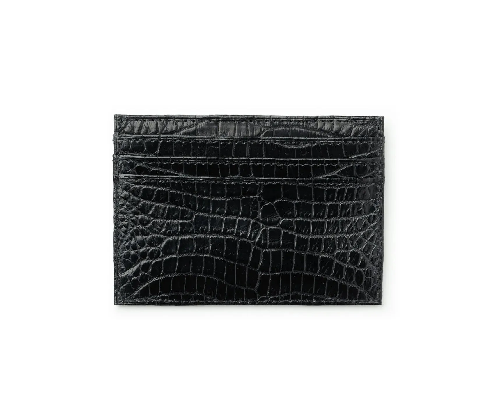 Slim Credit Card Case No. 204 In Black Crocodile