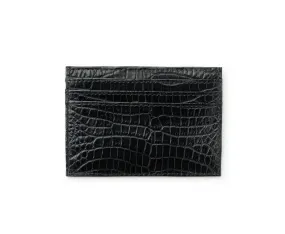 Slim Credit Card Case No. 204 In Black Crocodile