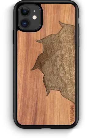 Slim Wooden Phone Case | Mandala in Aromatic Cedar & Black Walnut Inlay