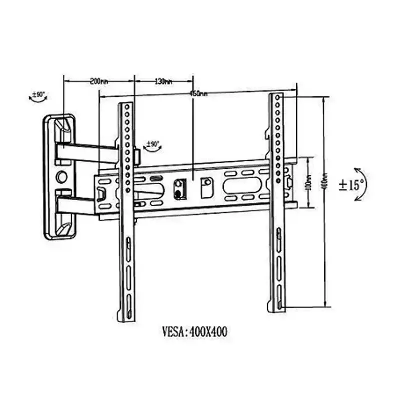 Super Economy Single Arm Full-Motion TV Wall Mount SH 43P (Fits Most 14" ~ 46" Screen, Max. VESA:	400X400mm, Capacity 40kg)