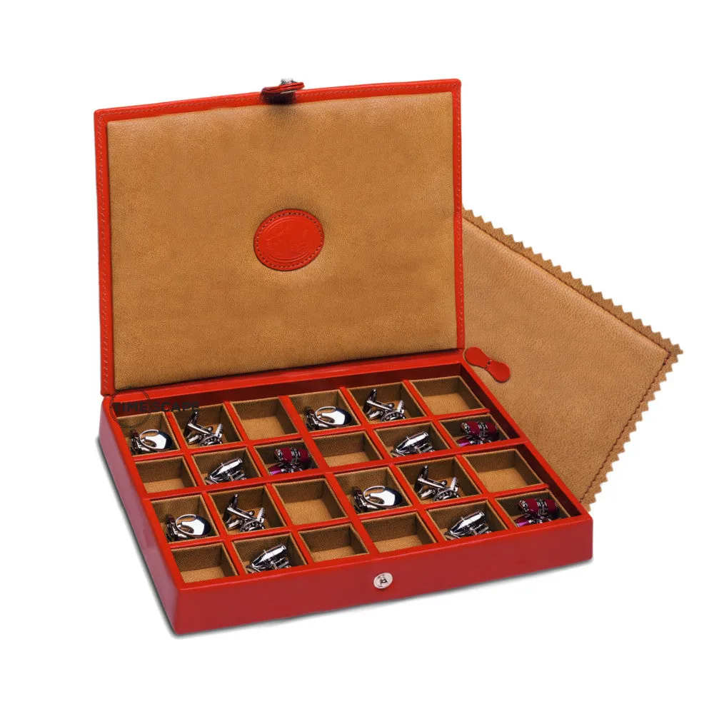 UNDERWOOD (LONDON) - 24-Unit Leather Cufflink Box | UN221/TAN