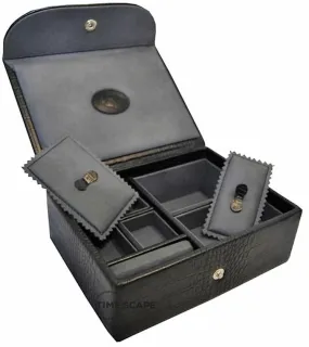 UNDERWOOD (LONDON) - Small Croco Watch & Jewelry Box | UN216/CBLK