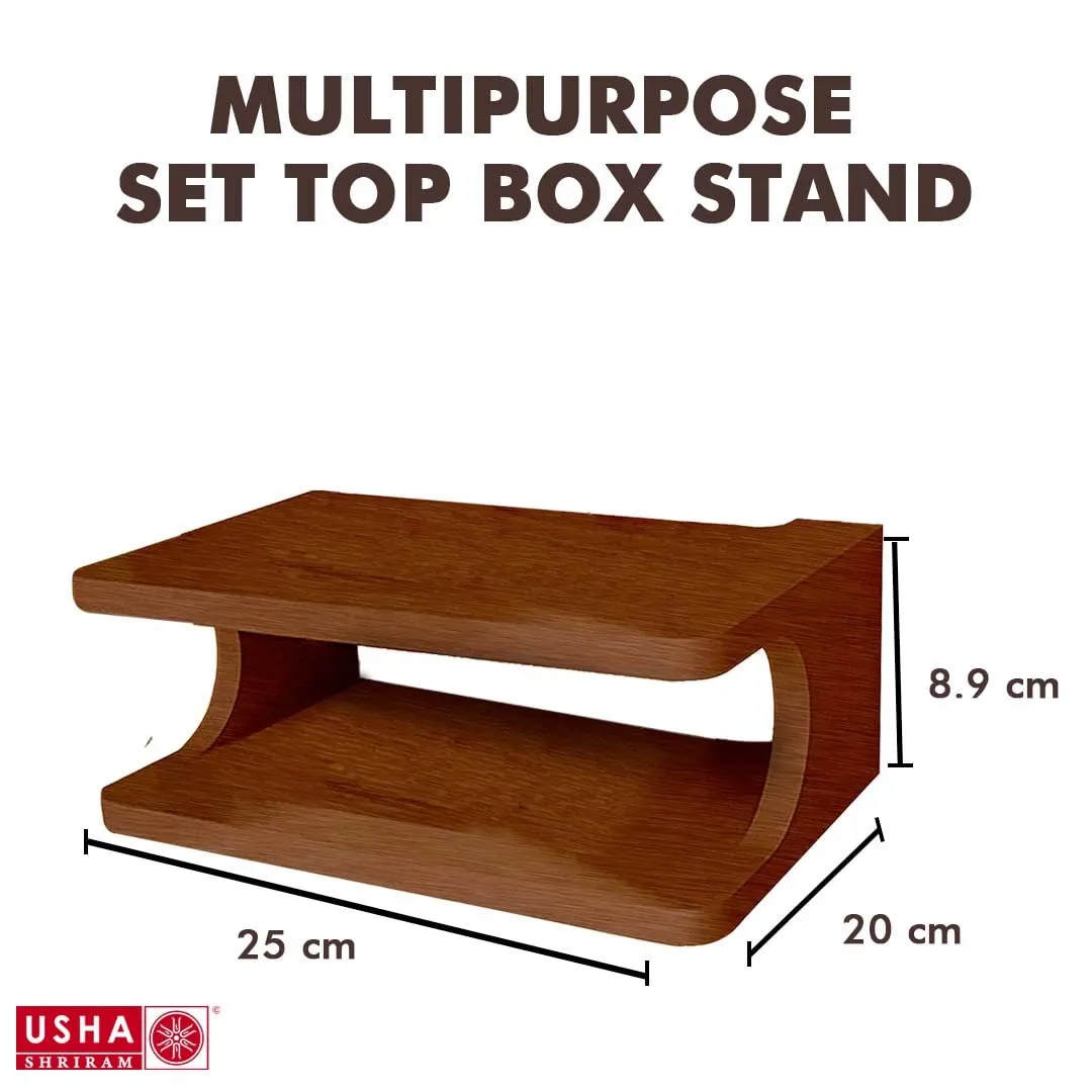 USHA SHRIRAM Wall Mount Set Top Box Stand (2Pcs) Engineered Wood | Easy to Assemble | Wall Mounted Wi-Fi Router Stand TV Unit for Living Room, Bedroom & Office | Space Saving Design | 25x20x8.9cm