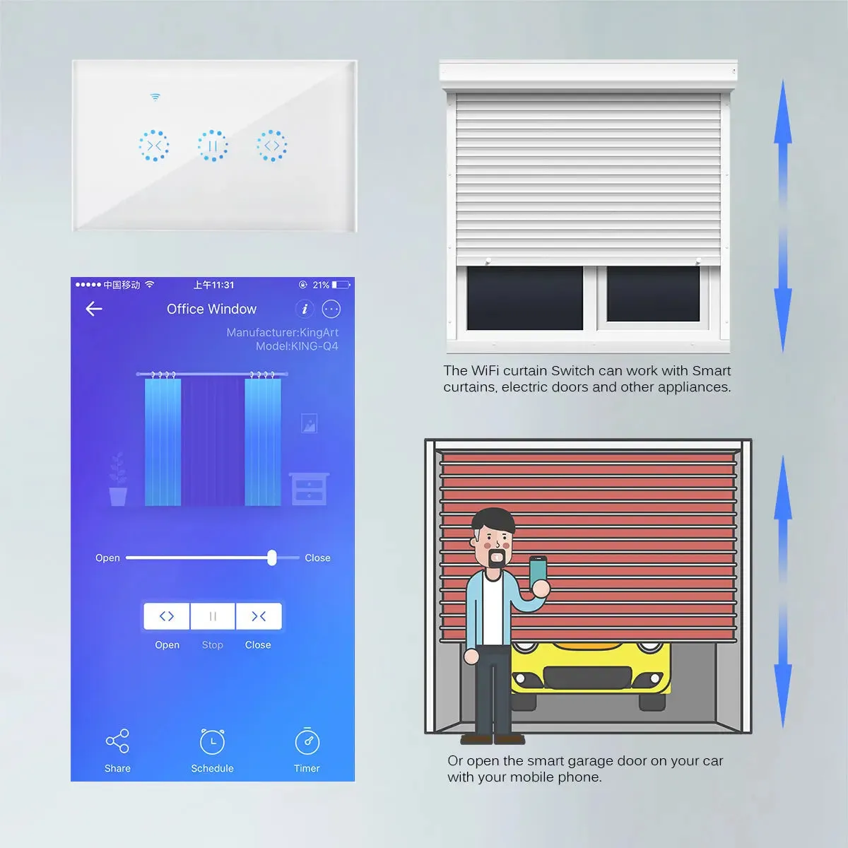 WiFi Electrical Blinds Switch US Plug-WiFi Blinds Switch