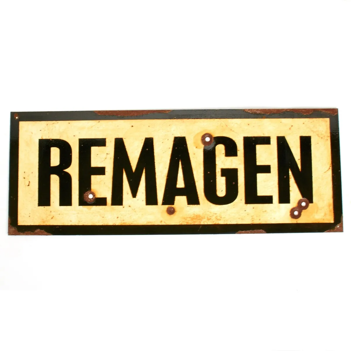 WWII Aged Steel Sign - Remagen (33" x 12")